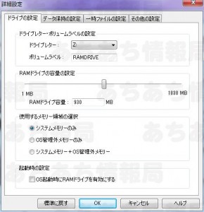 Memory革命 RAM Driveドライブ設定